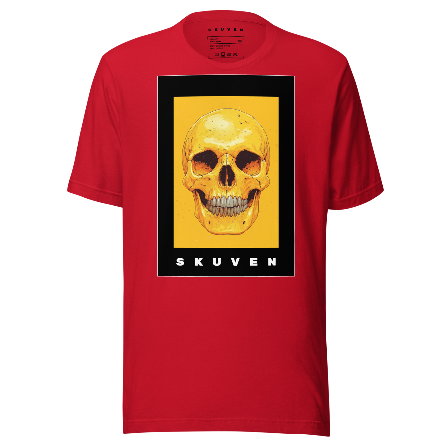 Yellow Art Smiling Skull Tee Red