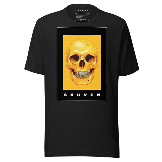 Yellow Art Smiling Skull Tee black